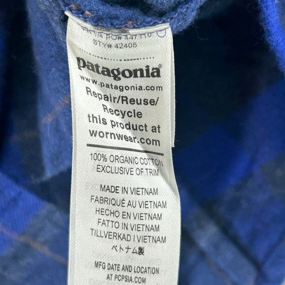 Patagonia Fjord Flannel Shirt Women Size Small Blue Plaid Long Sleeve NEW - Picture 7 of 10
